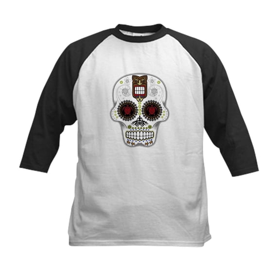 CafePress - CANDY SKULL Hawiian Shirt Ghost Outline Baseball J - Kids Cotton Baseball Jersey, 3/4 Sleeve Shirt