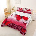 thumbnail image 3 of Homewish Red Butterfly Queen Comforter Set, Bling Cheeetah Print Comforter Sets Queen for Girls, Polka Dots Reversible, 3-Piece 1 Comforter and 2 Pillowcases, 3 of 6