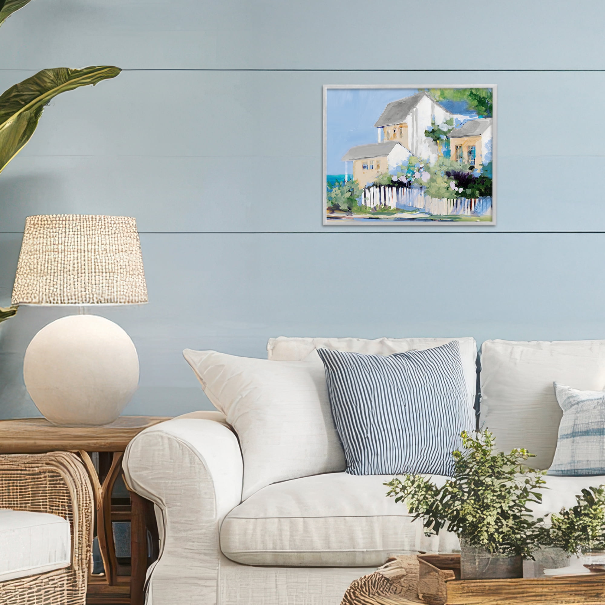 Stupell Industries Living by the Water Cottage Gray Framed Giclee Art, design by Jane Slivka