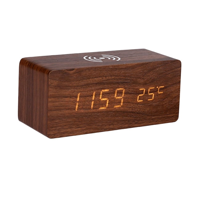 Reloj despertador digital BLESIY moderno LED marrón