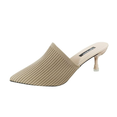 

TOYFUNNY Womens Shoes Stiletto Solid Color Baotou Stiletto Sandals (With Shoe Box)