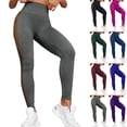 thumbnail image 4 of Women's High Waisted Mesh Panel Yoga Leggings Full Length Stretch Workout Pants, 4 of 4