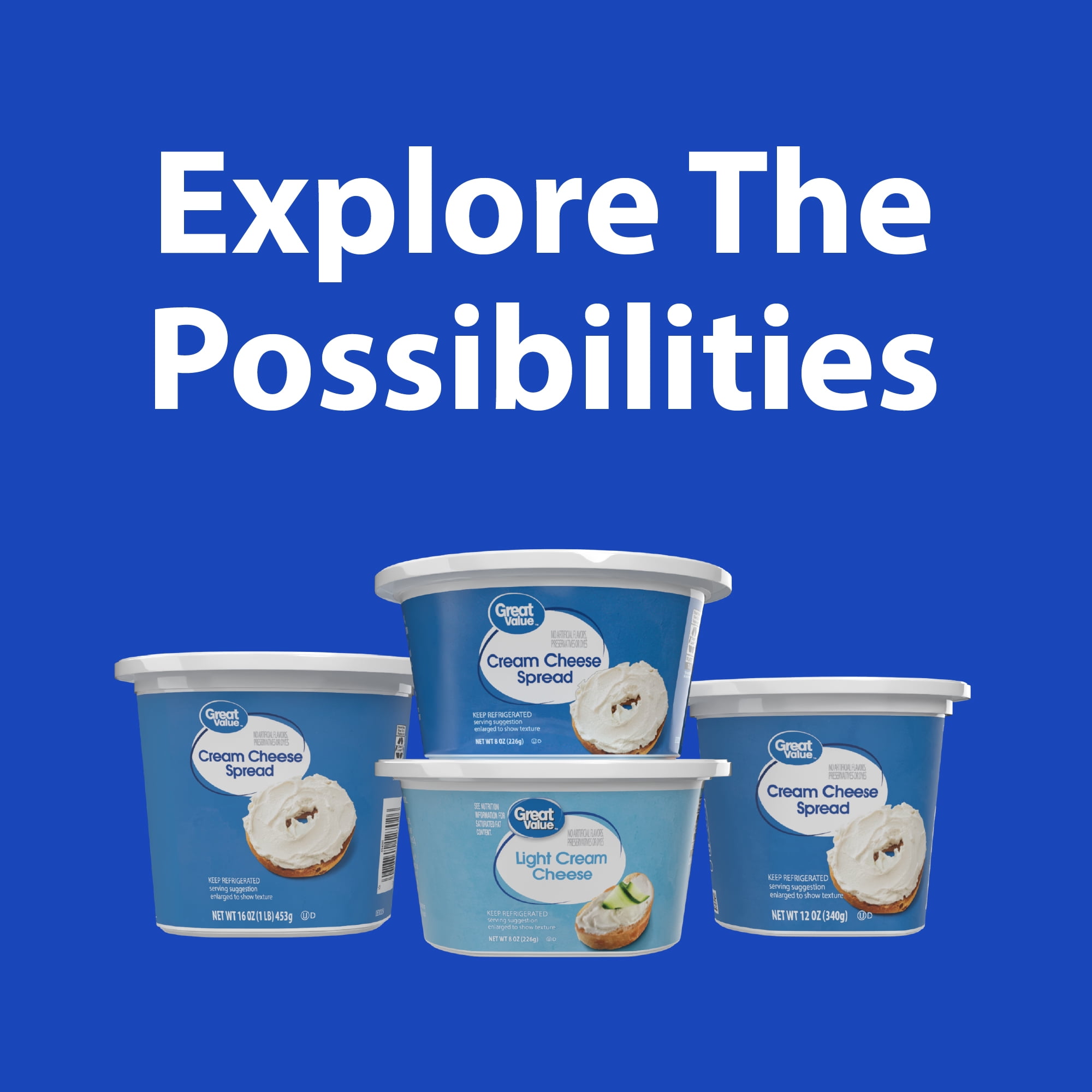 Great Value Light Cream Cheese Spread, 8 oz Tub