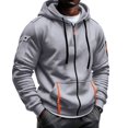 thumbnail image 4 of Mens Full Zip Hoodie Fleece Sweatshirt Contrast Zipper Pockets Casual Hooded Jacket, 4 of 8