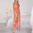 thumbnail image 4 of Kll He Marine Theme With Beautiful Corals Print Women'S Long Sleeve Pajamas With Pants Sleepwear Loungewear 2 Set-Small, 4 of 9