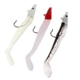 thumbnail image 1 of Señuelos de pesca biónicos, 3 uds., lentejuelas suaves con anzuelos afilados para lubina, perca Rojo luminoso negro Cola Ayudar a los ganchos Lentejuelas Señuelos para peces, 1 of 7
