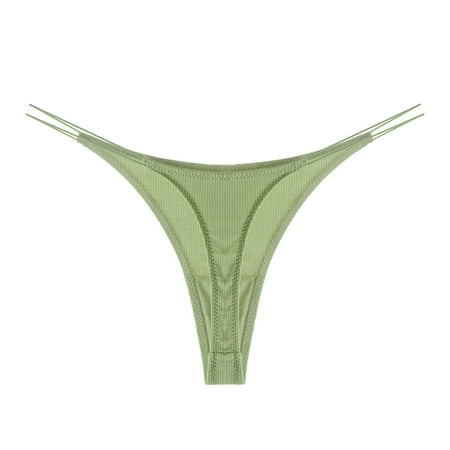 Skpblutn Womens Underwear Comfortable Solid V String Thong Panty Underwear Bikini Brief Panties Green