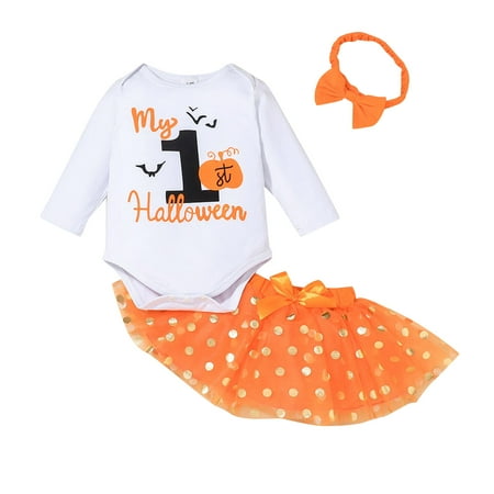 

Carolilly Baby Girls Clothes Set Printed Pattern Romper Skirt and Headdress