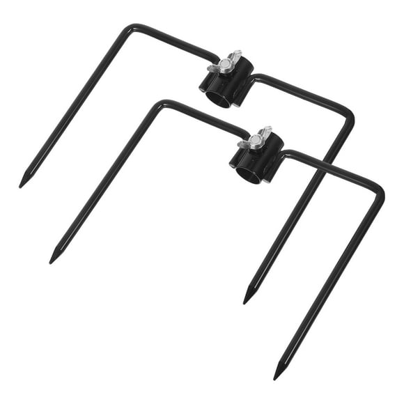 TABLZONE 2Pcs Mushroom Style Ground Spikes Stakes Metal Black for Garden Accessories