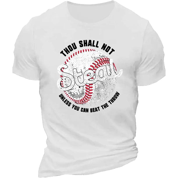 Menu2019s Stylish Casual Short Sleeve T-Shirt with Baseball Theme