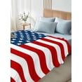 thumbnail image 4 of King Size Flat Sheet Only, American Flag Soft Brushed Microfiber Bed Sheets, Blue Red USA Flag Hotel Quality Breathable Bedding Top Sheet, Easy Care, 105"x98", 4 of 9