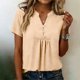 thumbnail image 2 of Tops de Manga Corta para las Mujeres Loose Fit V Cuello Botón Blusa Casual Ligero Verano, 2 of 9