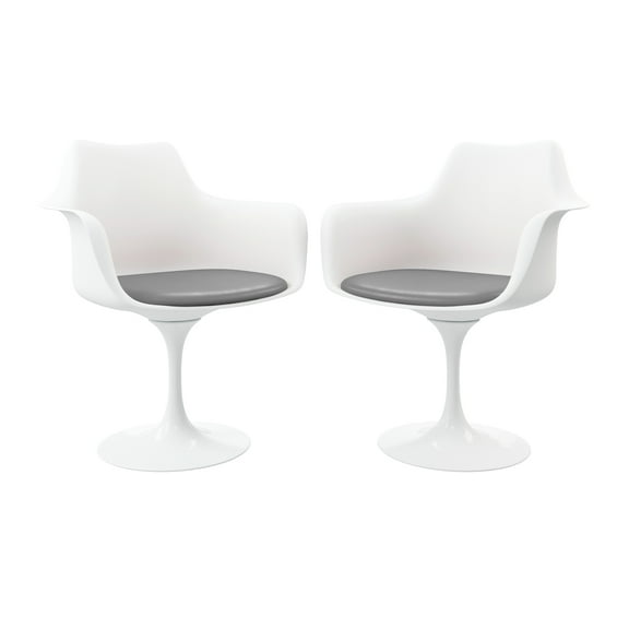 Modholic Tulip Swivel Armchair, Gray (Set Of 2)