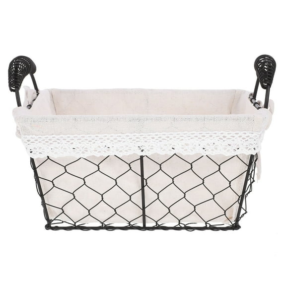 OFFIGAM Multi-Purpose Iron Wire Storage Basket with Removable Cotton Liner for Kitchen, Fruits, and Home Organization 10.5 x 8.5 x 6.5 Inches