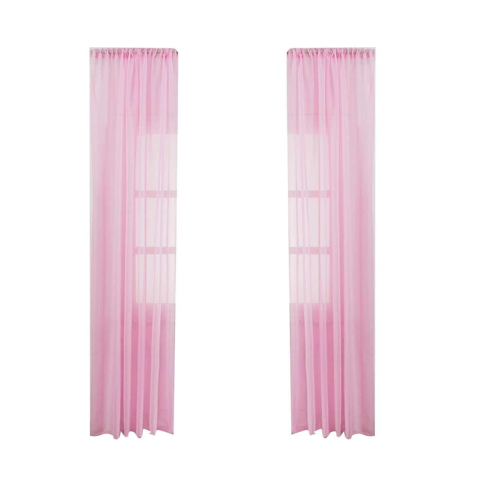 Solid Window Screening Curtain Translucent Door Room Divider Sheer Kitchen Bedroom Window Drapes