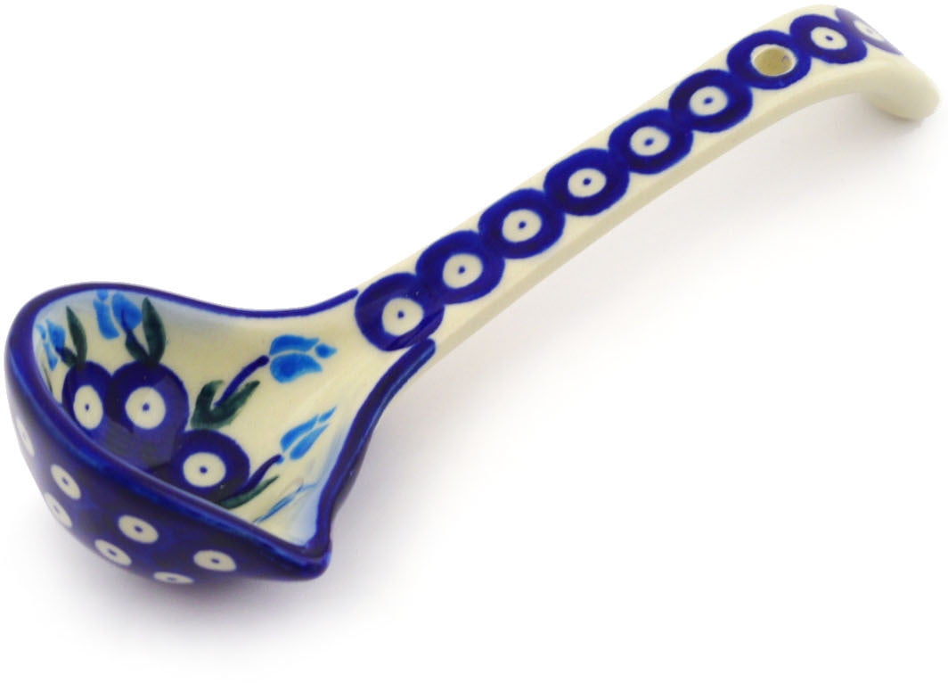Polish Pottery 7½inch Ladle (Peacock Tulip Garden Theme) Hand Painted