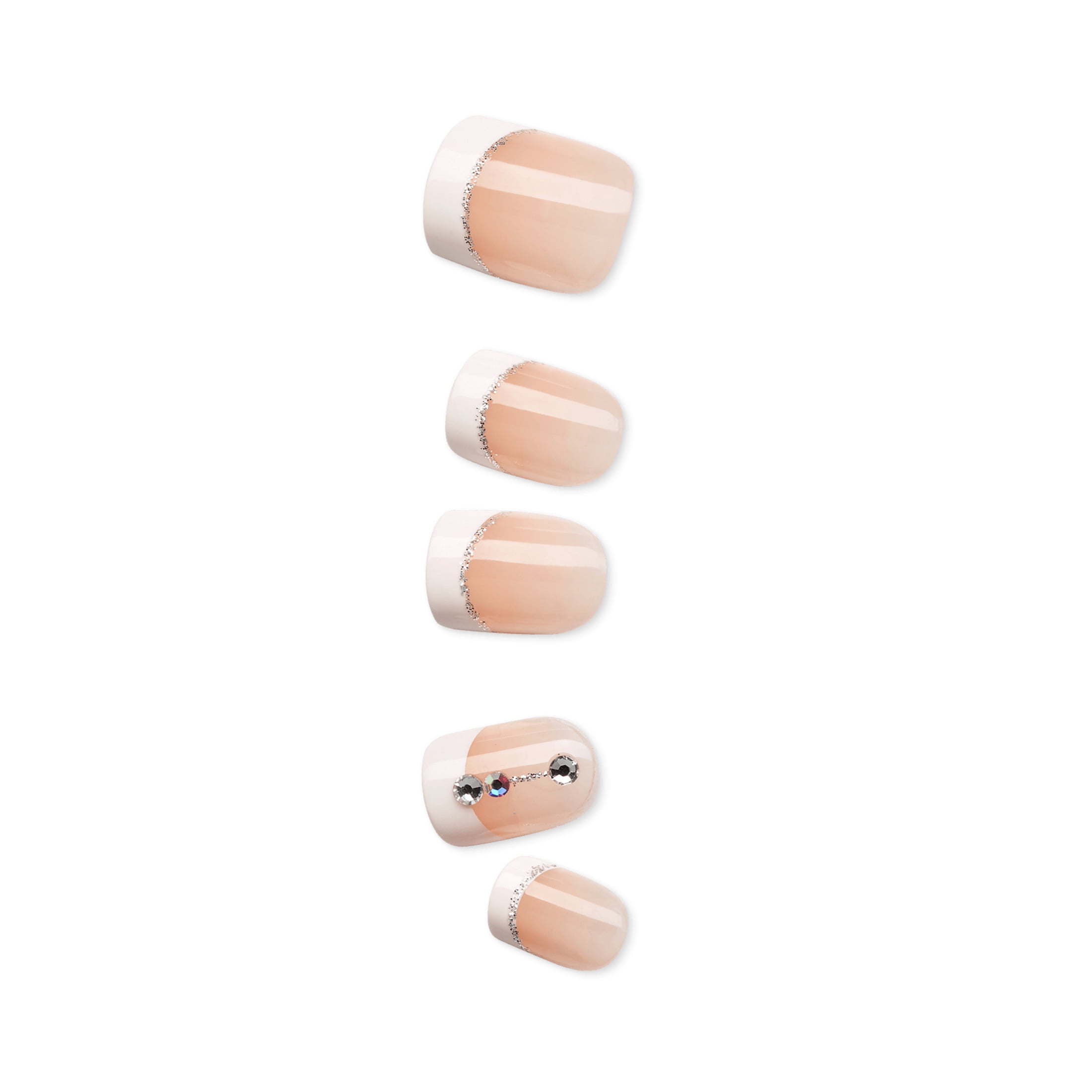 Kiss Impress Design Short Square Press on Nails , White French Tips, 30 Pieces