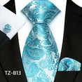 thumbnail image 3 of Synzerm Silk Paisley Ties for Men Necktie Pocket Square Cufflinks Set Foral Tie Sets Formal Business, 3 of 3