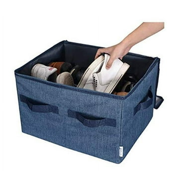 Moteph Shoe Organizer Closet Storage Solution with Clear Cover & Adjustable Dividers for Shoes, Handbags, Blankets, Linen, Clothing (Grey, Medium - 16 Pairs)