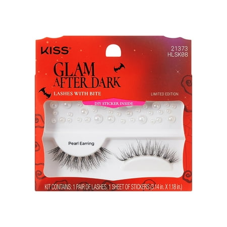 KISS Halloween False Eyelashes, ‘Pearl Earring’, 12mm, Natural Volume, 1 Pair KISS Lashes
