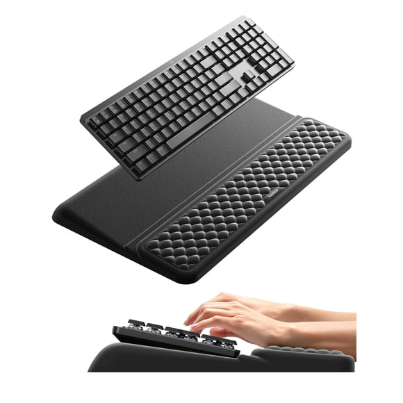 Vaydeer Wrist Rest with Keyboard Stand, Computer Wrist Support Pad, Ergonomic Keyboard Riser Holder Lifter Tray with Wrist Pad, Soft Memory Foam Desk