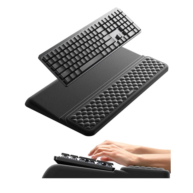 Vaydeer Wrist Rest with Keyboard Stand, Computer Wrist Support Pad, Ergonomic Keyboard Riser Holder Lifter Tray with Wrist Pad, Soft Memory Foam Desk