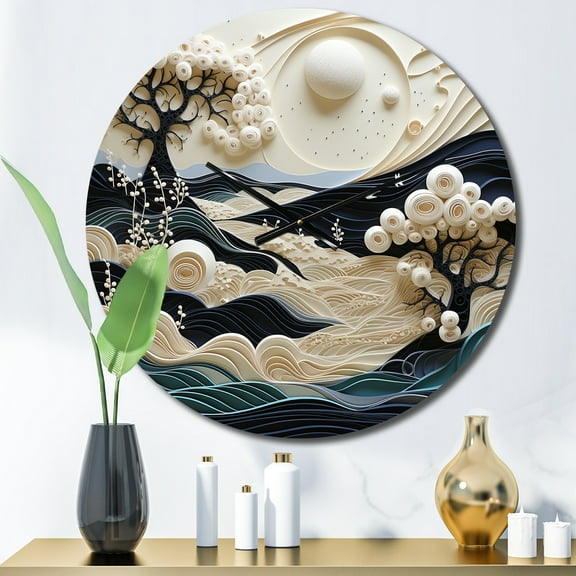 Designart "Seashore Sand Rhythm Art" Nautical & Beach Oversized Wall Clock