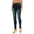 thumbnail image 1 of V.I.P. JEANS Women's Acid Washed Basic Five Pocket Skinny Jeans, Intense Blue, 7, 1 of 2