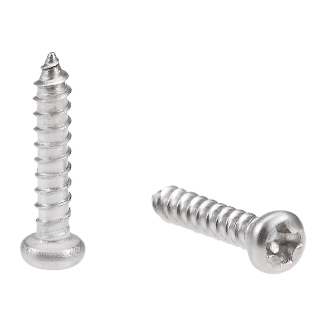Tornillos autorroscantes de cabeza plana Uxcell 0.08''x 0.39'' fijaciones de tornillos pernos de acero inoxidable 316 tono plateado 50 Pcs