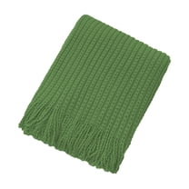 Btomtd 50"x68" Knitted Fringe Cover Blanket for Sofa Office Nap Air Conditioning Throw Blanket Bed End Blanket, Green