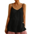 thumbnail image 2 of Tittly Spring Tops for Women Tank Top for Women Cotton Linen Camisole Tops For Women Spaghetti Strap Loose Fit Tank Top Summer 2025 Casual Sleeveless Shirts Sleeveless Top Vest for Women Black L, 2 of 7