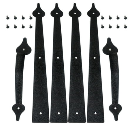 

Iron Decorative Garage Door Handle Curb Appeal Faux Hinges Handles Kit Door Handles for Interior Doors (Black)