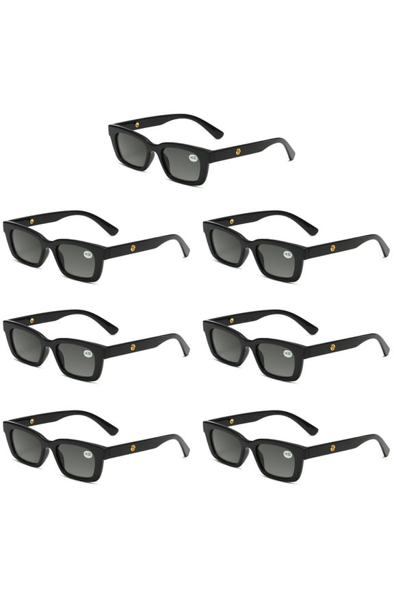 7 Pairs Mens Womens Reading Sunglasses Square Full Tinted Sun Readers +2.50
