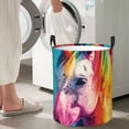 thumbnail image 5 of Sikiie Watercolor White Horse Print Round Dirty Clothes Basket, Waterproof Standing Foldable Storage Basket, for Laundry Room, Bedroom, Bathroom Storage-Small, 5 of 6