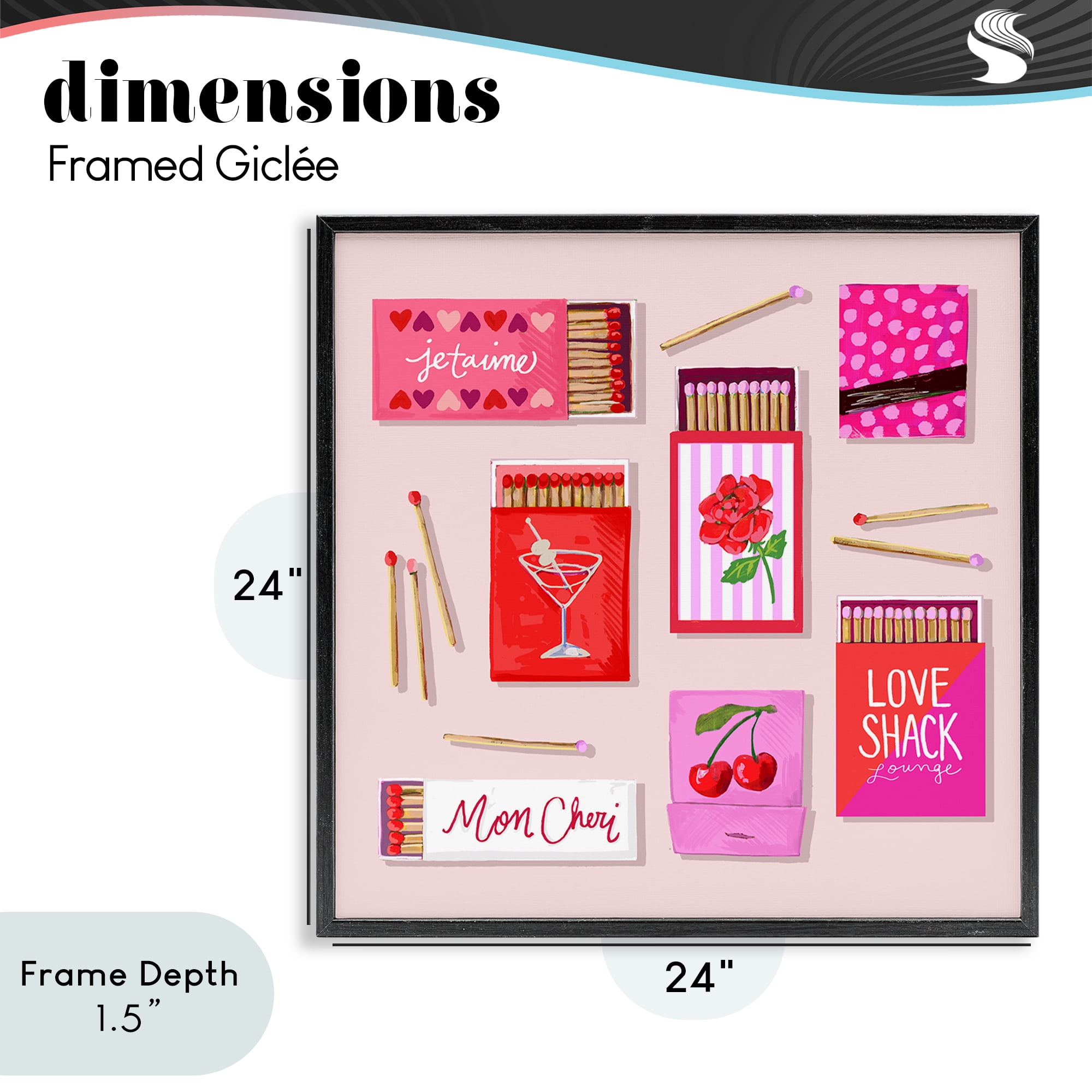 Stupell Industries Je T'aime Romantic Matchbox Set Black Framed Giclee Art, design by Rachael Reese