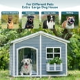 thumbnail image 3 of Petsfit 47" Dog House Outdoor with Waterproof PVC Roof, Extra Large Dog House for 2 Medium Dogs, Dog House Outdoor Large Breed, XXL Dog Houses with Window, Gray, 3 of 8