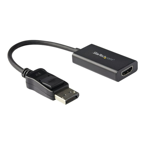 StarTech.com DisplayPort to HDMI Adapter, 4K 60Hz HDR10 Active DisplayPort 1.4 to HDMI 2.0b Video Converter, 4K DP to HDMI Adapter Dongle for Monitor/Display/TV, Latching DP Connector - Ultra HD, EMI Shielding (DP2HD4K60H) - Adapter - DisplayPort male latched to HDMI female - 9.9 in - shielded - black - 4K support - for P/N: ST121HD20FXA, SV231DHU34K6, SV231HU34K6, SV431HU34K6