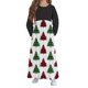 thumbnail image 4 of Vestido de manga larga con cuello redondo para niña, estampado navideño, manga larga, cuello redondo, bolsillos, falda larga informal para adultos, vestido de poliéster para niña., 4 of 5