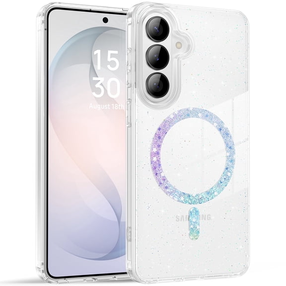 YINLAI Samsung S26 Plus Case Compatible with Magsafe 6.7",Glitter Sparkle Slim Tpu Transparent Shockproof Protective Case for Samsung S26 Plus,Clear