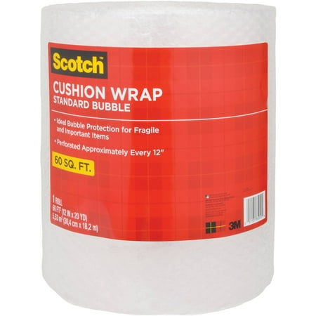 - Scotch Bubble Cushion Wrap, 60ft. x 12in., Standard Bubble
