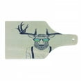 thumbnail image 1 of Antlers Cutting Board, Illustration of Deer Dressed up Like Cool Hipster Fashion Creative Fun Animal, Tempered Glass Cutting and Serving Board, Wine Bottle Shape, Beige Dark Blue, by Ambesonne, 1 of 1