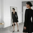 thumbnail image 4 of Zunmos 64"x21" Modern Full-Length Mirror with Stand or Wall, Black Aluminum Frame for Bedroom or Livingroom, 4 of 7