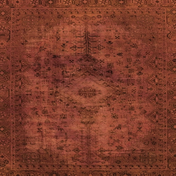 Ahgly Company Indoor Square Abstract Orange Modern Area Rugs, 7' Square