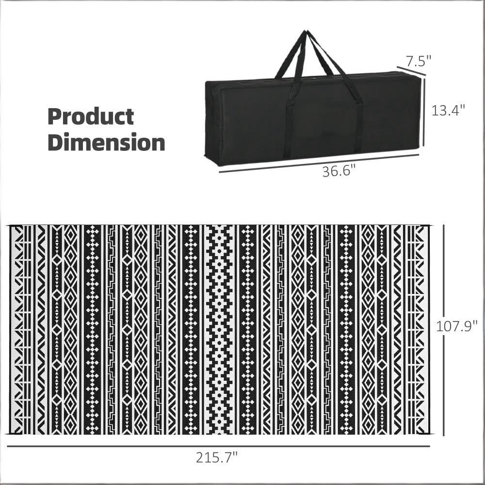 Reversible Outdoor Rug, Foldable Polypropylene Camping Picnic RV Mat with Carry Bag, Fade & Sun Resistant Waterproof Floor Mat