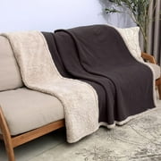 Pawsse Waterproof Pet Blanket, Pee Urine Proof Dog Blanket Cover for Couch Bed Furniture Protector, Liquid Proof Blanket for Small Medium Dogs, Brown/Tuape, 50 x 60.
