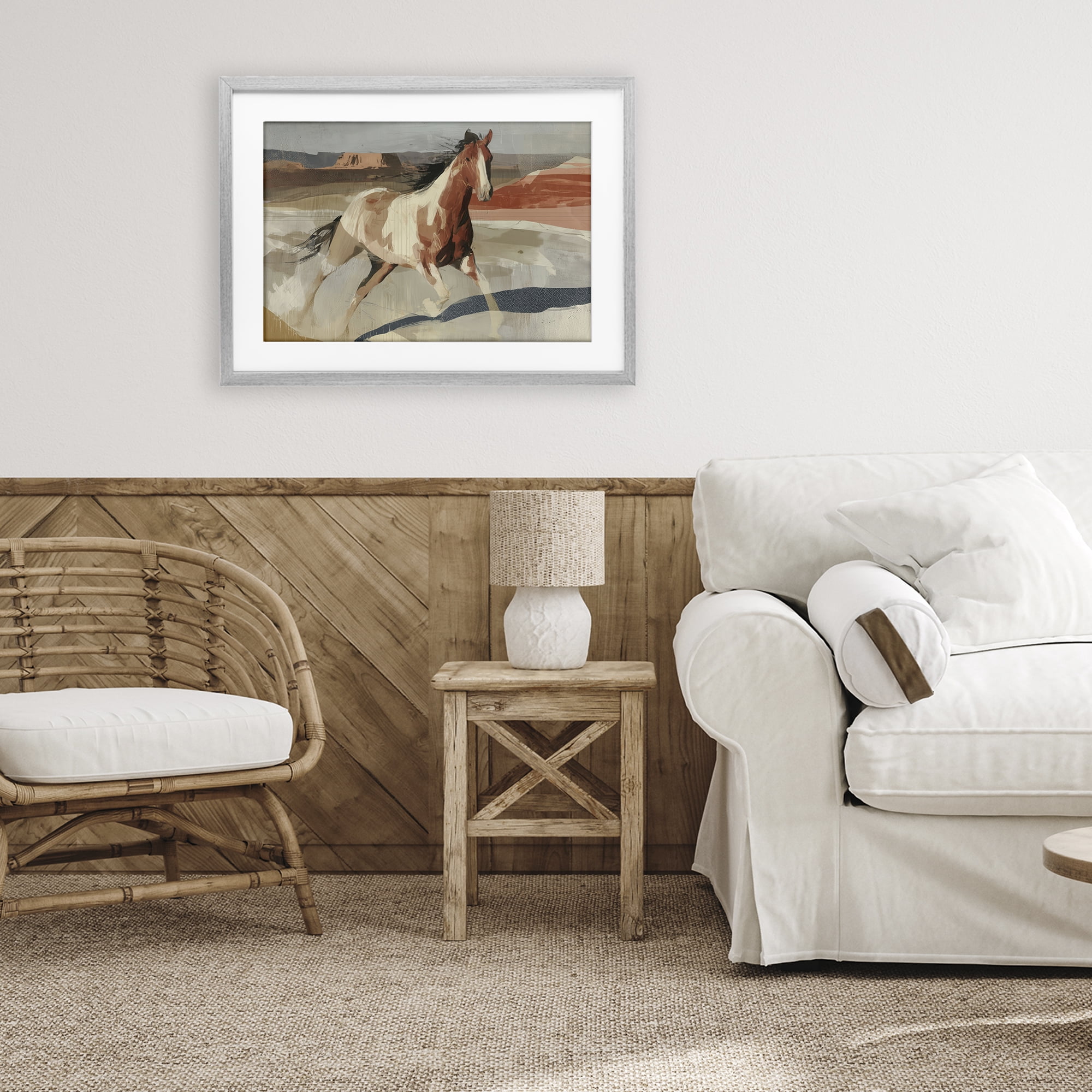 Stupell Industries Wild Horse Across Plains Gray Framed Print Under Glass, design by Chromatic Storm Studio