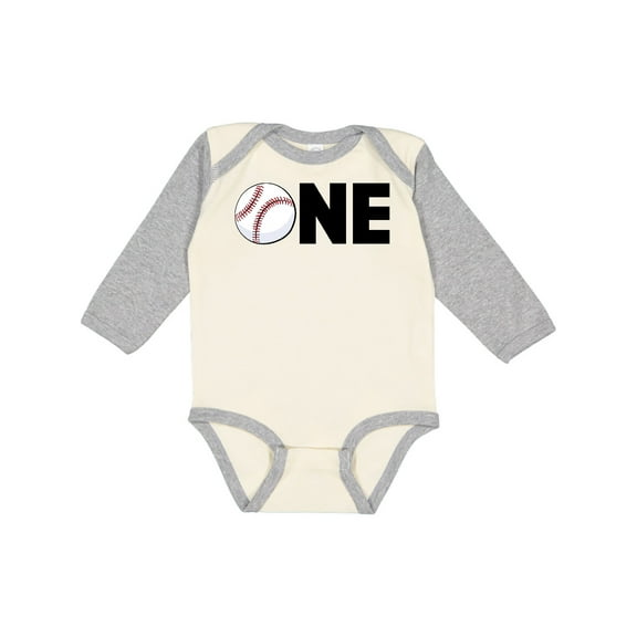 Inktastic One- Baseball First Birthday Boys or Girls Long Sleeve Baby Bodysuit