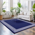 thumbnail image 3 of Large Area Rugs 6'x9', Navy Blue Geometric Carpet Runner Indoor Outdoor Rugs Home Decor Aesthetic, White Greek Key Farmhouse Non Slip Mats Washable Accent Rug for Living Room Bedroom, 3 of 8
