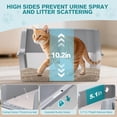 thumbnail image 3 of Stainless Steel Cat Litter Box, Metal Kitty Litter Box with High Sides for Small Cats,Kittens, Open Top Litter Boxes with Anti-Leak Lid,Odorless,Non-Sticky, Easy to Clean,Scoop Include, 3 of 8
