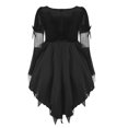thumbnail image 4 of KLHDSF Women's Black Gothic Witch Dress Halloween Costume Cape Sleeve Sweetheart Neck Cosplay Outfit Black L, 4 of 4